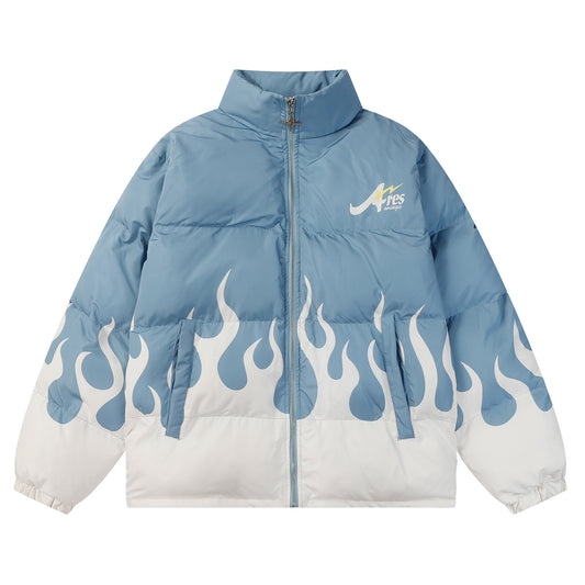 Abrigo de Pareja Retro Flame Grueso Acolchado para Invierno
