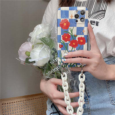 Funda para Celular Cuadros Azules con Flor Roja - Image 12
