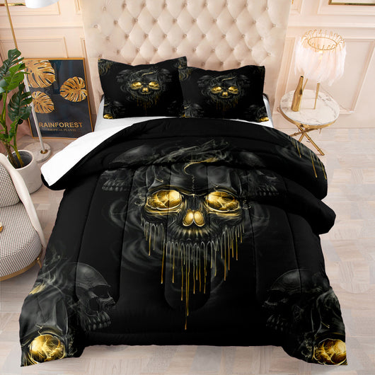 Edredón Calavera Halloween Diseño Digital Algodón Plumas Cama Europea - Image 5
