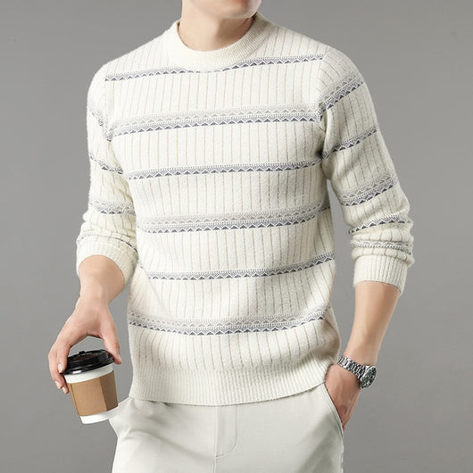 Suéter Grueso de Cuello Redondo para Hombre con Forro Polar y Textura de Visón Sintético - Image 17
