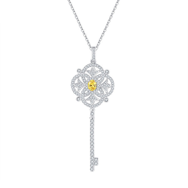 Dije Llave Diamante Amarillo Lujo con Cadena de Carbono Alto - Image 5