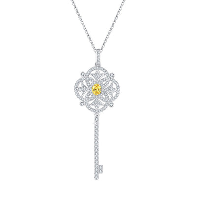 Dije Llave Diamante Amarillo Lujo con Cadena de Carbono Alto - Image 5