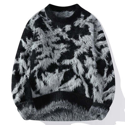 Suéter Holgado de Cuello Redondo para Hombre - Tejido Cálido Otoño Invierno - Image 4