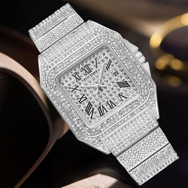 Reloj Cuadrado de Cuarzo para Hombre con Diamantes PINTIME
