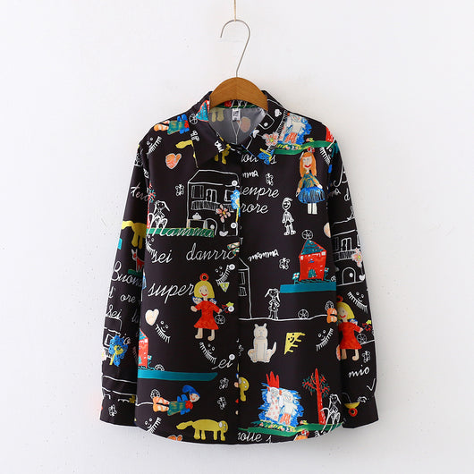 Playera Estampada con Doodles de Caricaturas - Image 6