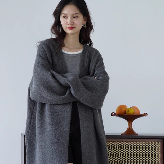 Cardigan Largo Tejido Suelto para Mujer - Abrigo Acogedor