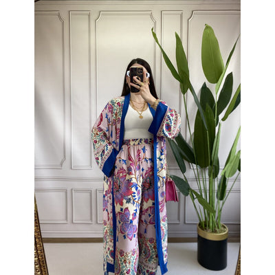 Conjunto Elegante de Camisa Estampada y Pantalón Ancho - Image 5