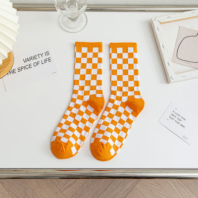 Calcetines Tubo Estilo Ajedrez para Mujer - Image 10