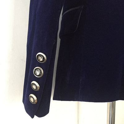 Blazer Slim de Terciopelo Verde Satinado con Cuello Fruncido para Mujer - Image 10
