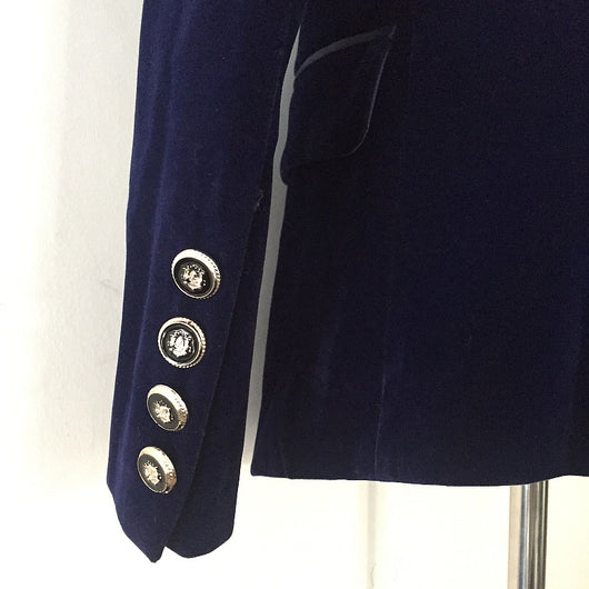Blazer Slim de Terciopelo Verde Satinado con Cuello Fruncido para Mujer - Image 10