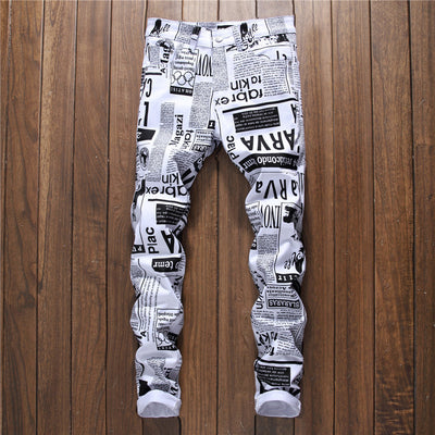 Jeans Blancos Ajustados con Letras Estampadas para Hombre - Image 10