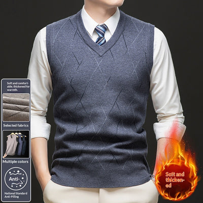 Chaleco Tejido Grueso para Hombre con Cuello V y Patrón Rombos - Image 3
