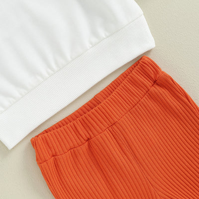 Conjunto Infantil Elegante: Suéter con Volantes y Pantalón Acampanado a Rayas - Image 11