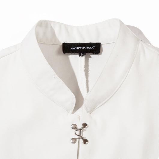 Camisa Casual de Cuello Mao Manga Corta para Hombre - Image 3