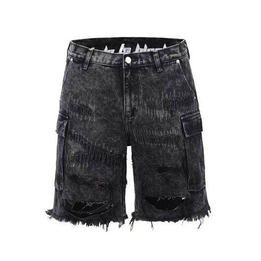 Shorts Deshilachados con Cortes y Flecos Deslavados - Image 7