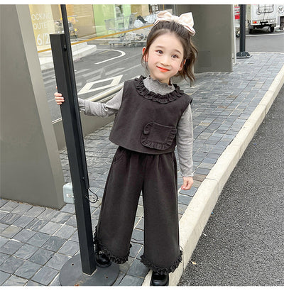 Conjunto de Tres Piezas: Chaleco Stringy Selvedge Fashionable para Niñas - Image 12