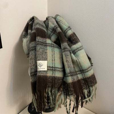 Cuello Térmico Largo de Mohair con Diseño de Cuadrícula Arcoíris para Mujer - Image 15