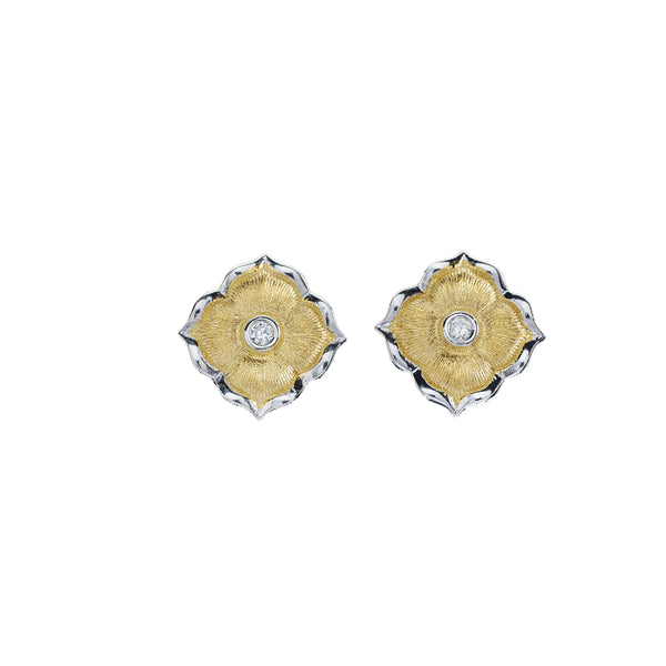 Aretes Floreados Bicolor con Acabado Satinado - Image 5