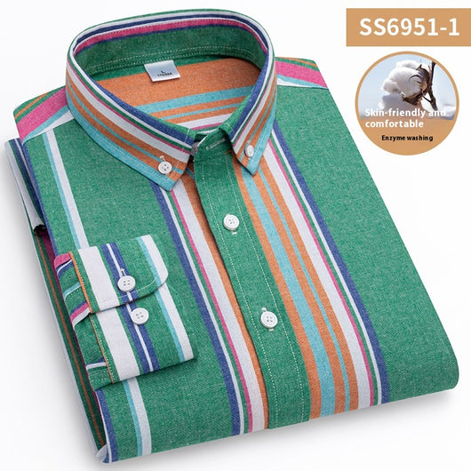 Camisa Casual de Cuello Cuadrado con Rayas para Hombre - Image 6
