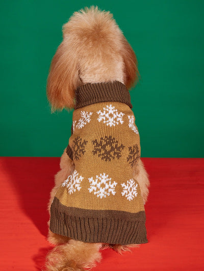 Suéter Navideño para Perros Copo de Nieve Gris Marrón Otoño Invierno - Image 18