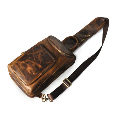 Bolsa de Pecho Retro en Cuero Crazy Horse Premium para Hombre - Image 13