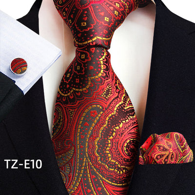 Set de 3 Piezas: Corbata Paisley, Pañuelo de Bolsillo y Gemelos - Image 3