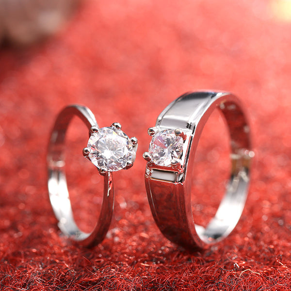 Anillo de Diamante Simulado Moissanita para Parejas - Diseño de Seis Garras SATINE