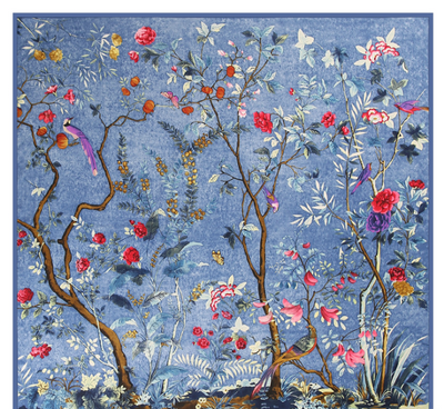 Pañuelo de Seda Twill Estampado Flores y Aves Jungle 130cm Protección Solar - Image 2