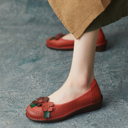 Zapatos Artesanales de Cuero Estilo Étnico Retro con Suela Suave para Mujer - Image 4