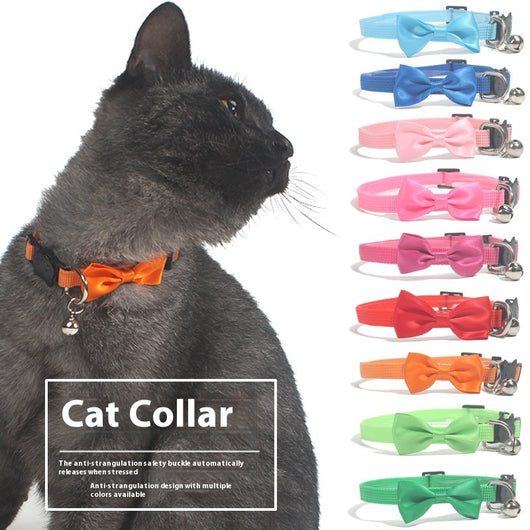 Collar Decorativo para Mascotas con Moño de Cinta Multicolor Ajustable y Campana