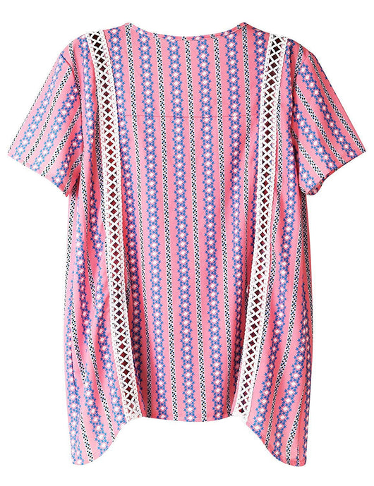 Blusa Estampada Cuello V Manga Corta Ajustada - Image 12