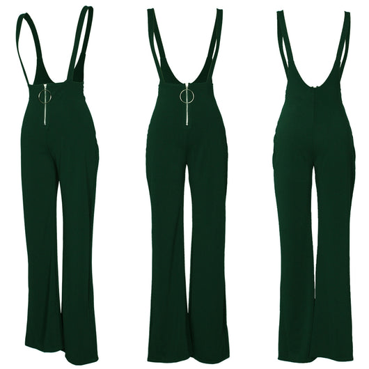 Pantalón Acampanado de Cintura Alta con Tirantes y Botones Grandes - Image 11