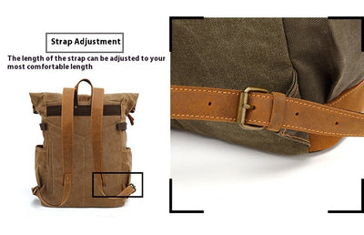 Mochila de Cuero Crazy Horse para Viajes - Bolsa Multifuncional Hombre con Compartimento Laptop - Image 19