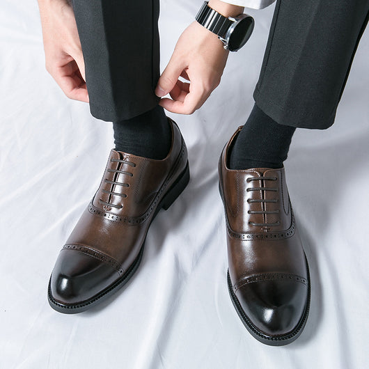 Zapatos de Cuero Puntiagudos Estilo Retro para Hombre Talla Grande