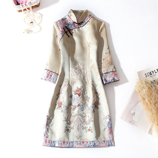 Vestido Retro Chino Bordado Primavera Otoño Estilo Joven - Image 5