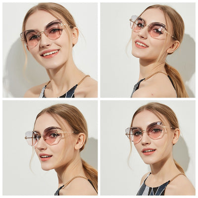 Gafas de Sol Retro Cat Eye para Mujer con Corte Diamante - Image 6