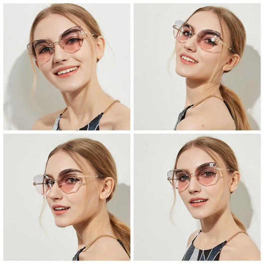 Gafas de Sol Retro Cat Eye para Mujer con Corte Diamante - Image 6