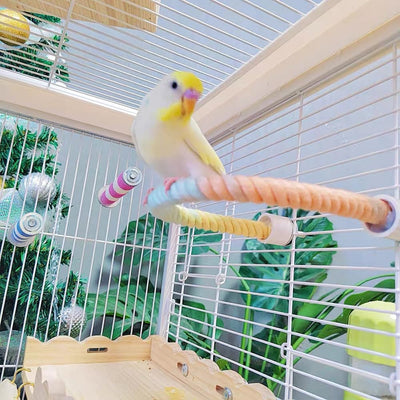 Bright green 150cm spiral rope bird perch with a metal clip, designed for climbing and perching in bird cages. - Image 12
