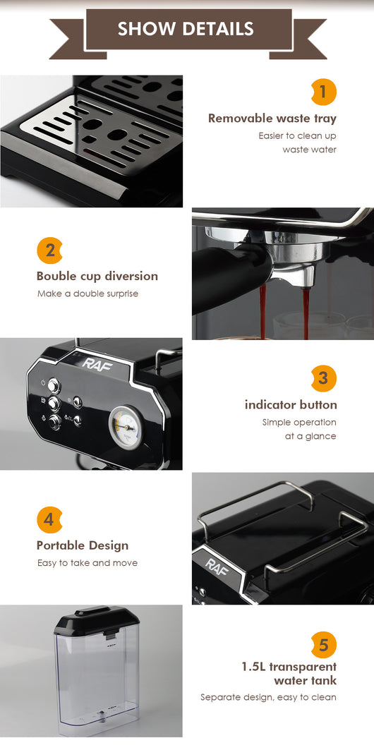 Cafetera Espresso Semiautomática con Vaporizador de Leche de Alta Presión - Image 14