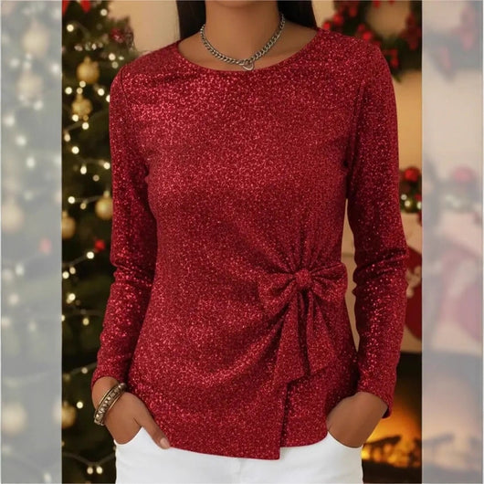 Suéter Elegante para Mujer con Lazo y Encaje Brillante - Image 4