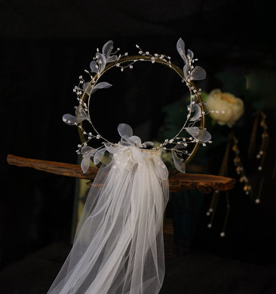 Velo de novia con corona de flores - Accesorios para vestido de boda - Image 9