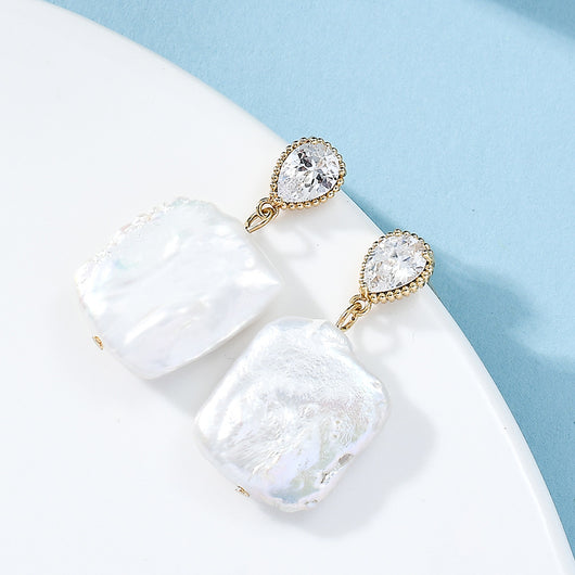 Aretes de Perla Barroca Natural en Plata S925 con Aguja - Image 2