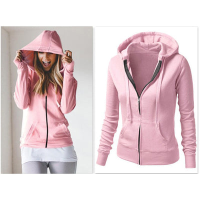 Sudadera Hoodie Larga Mujer - Abrigo Casual de Color Liso - Image 4