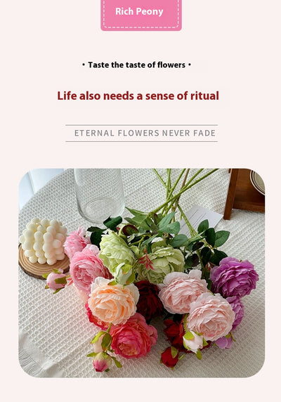 Flores Artificiales de Peonía y Rosa Premium para Decoración del Hogar - Image 23