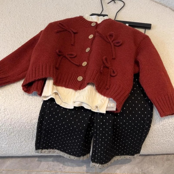 Cardigan con Moño y Lunares + Pantalón Palazzo