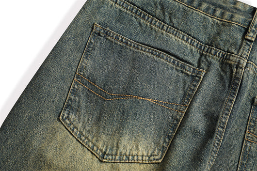 Jeans Vintage Holgados Teñidos Amarillo Barro para Hombre - Image 8