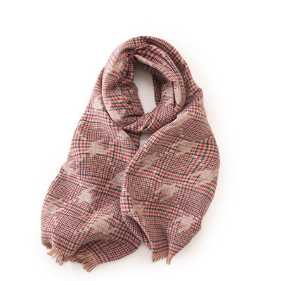 Bufanda Cálida con Estampado Pata de Gallo para Mujer - Image 9