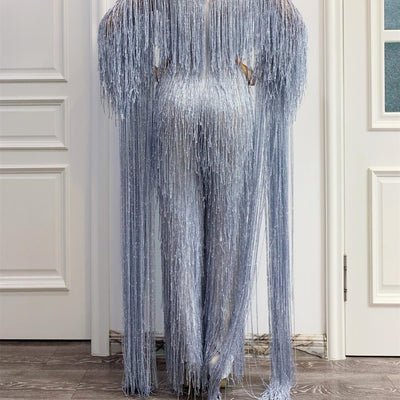 Falda de Danza Latina con Flecos de Diamantes y Malla Elástica - Image 4