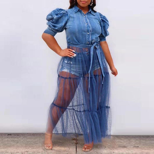 Cardigan Denim Tallas Grandes para Mujer con Costuras Decorativas - Image 8