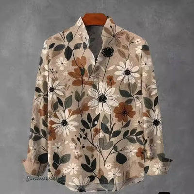 Camisa de Cuadros con Cuello Mao Manga Larga para Hombre - Image 4